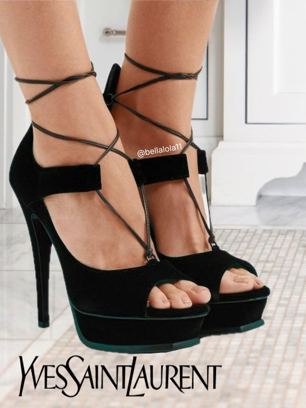 AUTHENTIC YSL BLACK SUEDE HEELS